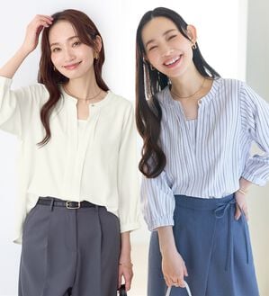 Viola e Viola（ヴィオラ エ ヴィオラ）の「さらさらＥＡＳＹ　２ＷＡＹ衿デザインブラウス（ブラウス）」｜詳細画像