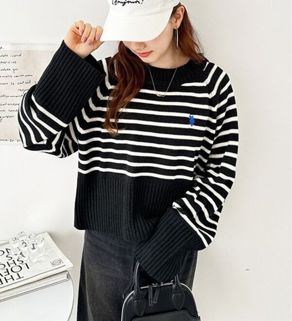 GeeRA（ジーラ）の「【ＵＳ．ＰＯＬＯ　ＡＳＳＮ】ショート丈ニット（ニット・セーター）」｜詳細画像