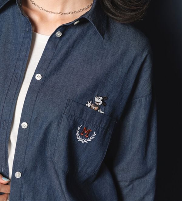 BELLUNA（ベルーナ）の「＜Ｄｉｓｎｅｙ＞【ミッキー】飛ばし刺しゅうデニムシャツジャケット（シャツ）」｜詳細画像
