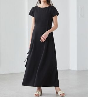 RANAN（ラナン）の「上品見えバックギャザーワンピース（その他ワンピース）」｜ブラック