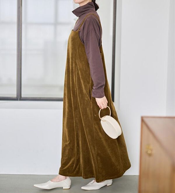 RANAN（ラナン）の「畦ニットカーデ&times;ベロアキャミワンピ（ロングワンピース）」｜詳細画像