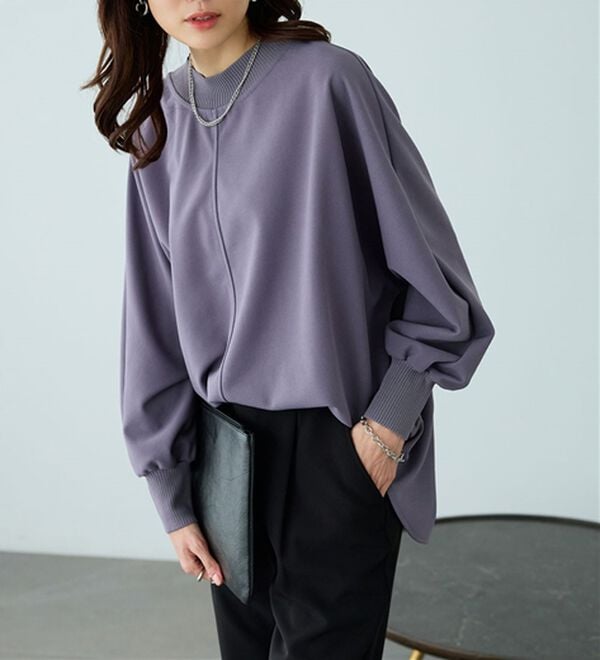 BELLUNA（ベルーナ）の「Ｔシャツ感覚なのにきちんとブラウス見え！カットジョーゼットプルオーバー（ブラウス）」｜詳細画像