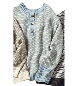 BELLUNA（ベルーナ）の「前後２ＷＡＹで着られるカラフルニット（ニット・セーター）」｜サックス系