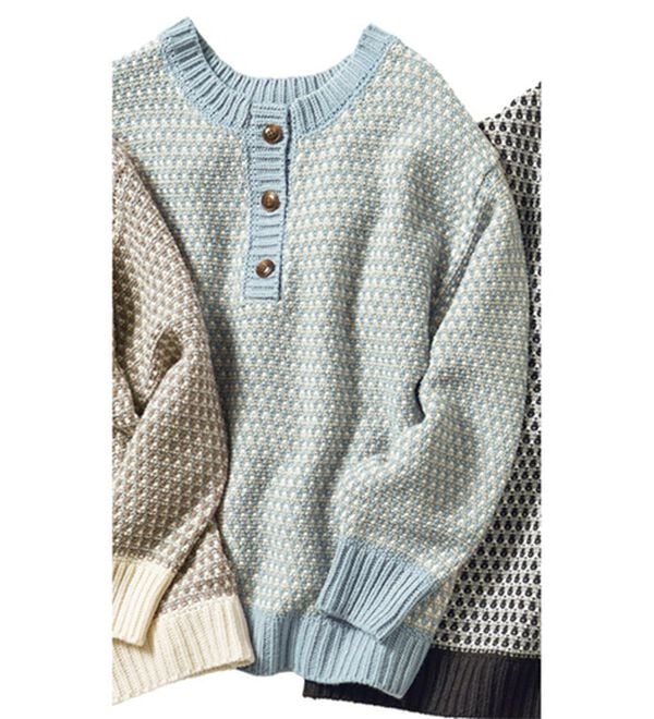 BELLUNA（ベルーナ）の「前後２ＷＡＹで着られるカラフルニット（ニット・セーター）」｜サックス系