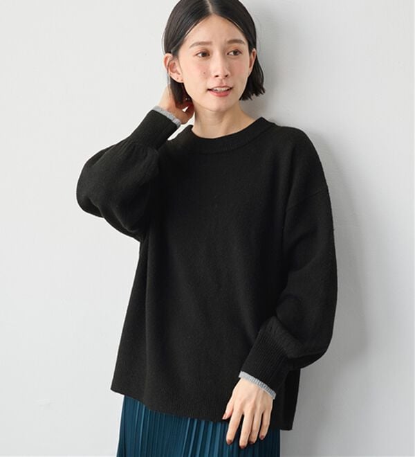 Viola e Viola（ヴィオラ エ ヴィオラ）の「洗えるもちもち　ゆるニットプルオーバー（ニット・セーター）」｜ブラック