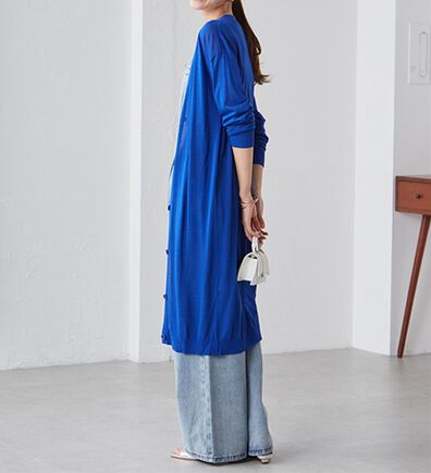 RANAN（ラナン）の「ロング丈Ｖネックニットカーデ（ニットカーディガン）」