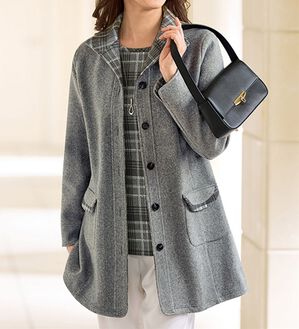 BELLUNA（ベルーナ）の「チェック使い杢調カットソージャケットアンサンブル（その他ジャケット）」｜詳細画像