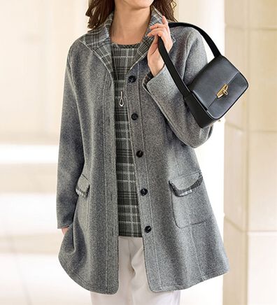 BELLUNA（ベルーナ）の「チェック使い杢調カットソージャケットアンサンブル（その他ジャケット）」