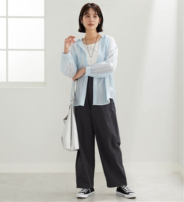 BELLUNA（ベルーナ）の「シアー素材フードデザインシャツジャケット（シャツ）」｜詳細画像