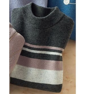 ルフラン（ルフラン）の「選べる！洗えるぬくもりウール１００％セーター（ニット・セーター）」｜チャコールボーダー