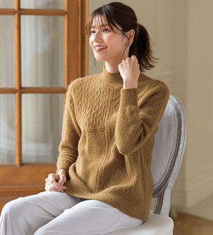 ルフラン（ルフラン）の「上質なベビーアルパカケーブルニット（ニット・セーター）」｜ベージュ