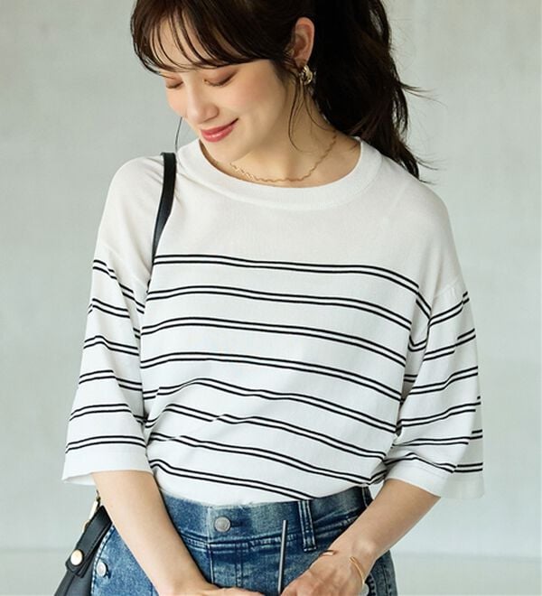 BELLUNA（ベルーナ）の「肌に張り付かない！シャリ冷や高見えニットＴ（ニット・セーター）」｜詳細画像