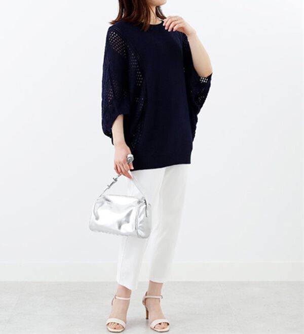 BELLUNA（ベルーナ）の「透かし編ドルマンニットプルオーバー（ニット・セーター）」｜詳細画像