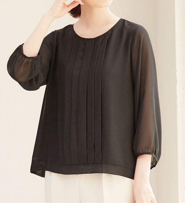 Viola e Viola（ヴィオラ エ ヴィオラ）の「タックデザインシフォンブラウス（ブラウス）」｜詳細画像