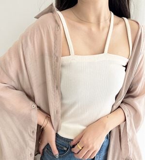GeeRA（ジーラ）の「３ストラップランダムリブキャミソール（タンクトップ・キャミソール）」｜アイボリー