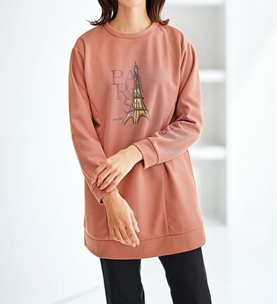 BELLUNA（ベルーナ）の「＜ＥＬＬＥ　Ａｃｔｉｖｅ＞かのこロゴプリントチュニック（チュニック）」