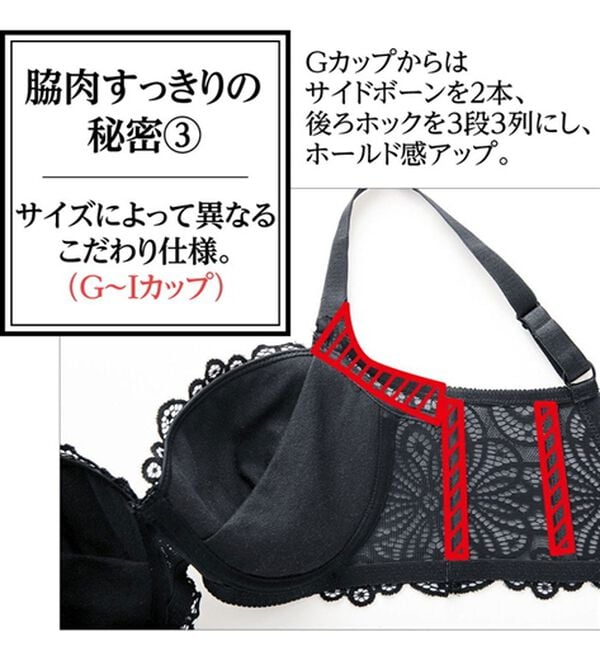 LAVIENNE（ラヴィエンヌ）の「レーシー脇高スッキリブラ＆ショーツ（ブラジャー＆ショーツセット）」｜詳細画像