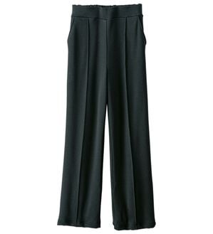 BELLUNA（ベルーナ）の「まるではく毛布！静電防止付裏ファー裾ゴム付ワイドパンツ（フルレングスパンツ）」｜黒