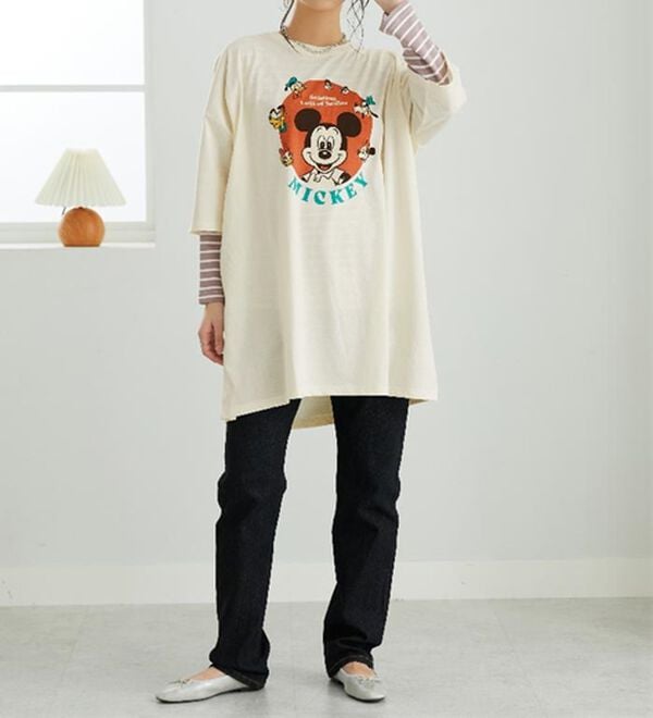 BELLUNA（ベルーナ）の「＜Ｄｉｓｎｅｙ＞【ミッキー】ビッグ7分袖プリントTシャツ（Tシャツ）」｜詳細画像