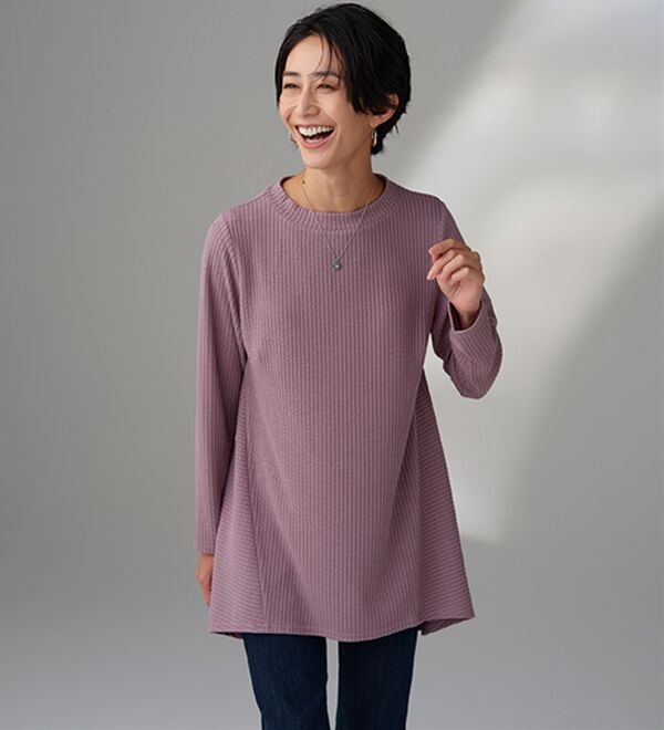 BELLUNA（ベルーナ）の「ふくれ素材フレアーデザインストレッチチュニック（チュニック）」｜詳細画像