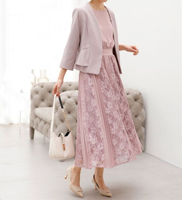 レース＆プリーツワンピジャケットセット - ベルーナ【公式】