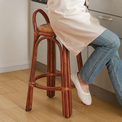 「高さが選べる取っ手付籐スツール（椅子・チェア・スツール）」