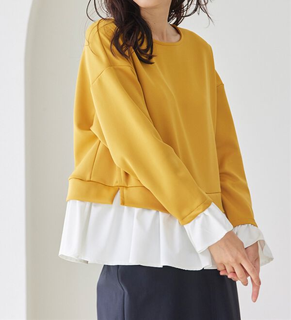 RANAN（ラナン）の「＜ＨＳ＞重ね着風配色フリルプルオーバー（カットソー）」｜詳細画像