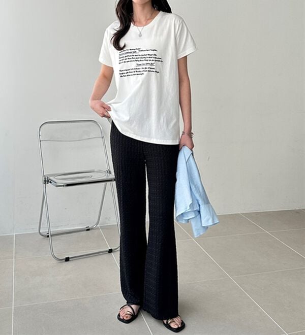 GeeRA（ジーラ）の「レース見えセミフレアイージーパンツ（フルレングスパンツ）」｜詳細画像