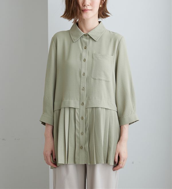 BELLUNA（ベルーナ）の「【UVカット】機能付！裾プリーツ切替チュニック（チュニック）」｜詳細画像
