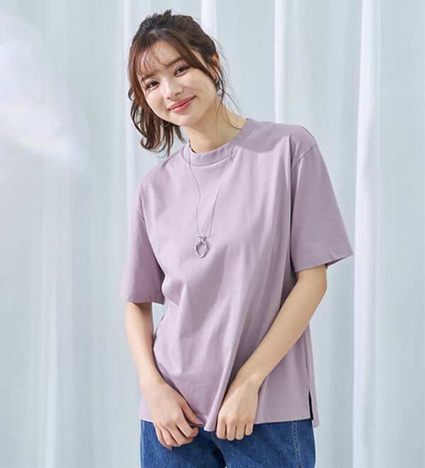 BELLUNA（ベルーナ）の「【汗ジミ対策◎】＜エアリーアイスコットン＞オーバーサイズＴシャツ【選べる袖丈】（カットソー）」｜詳細画像