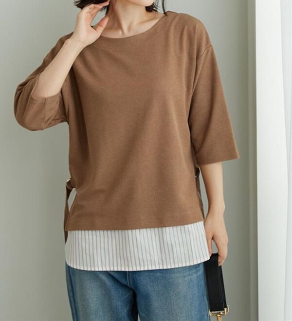 BELLUNA（ベルーナ）の「ラメストライプシャツフェイクチュニック（チュニック）」｜詳細画像