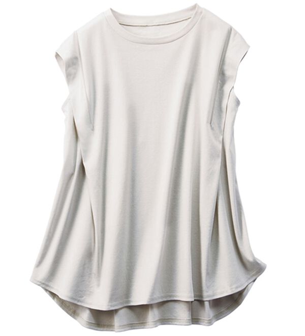 BELLUNA（ベルーナ）の「＜日本製＞クールコットン１００％袖タックプルオーバー（カットソー）」｜詳細画像