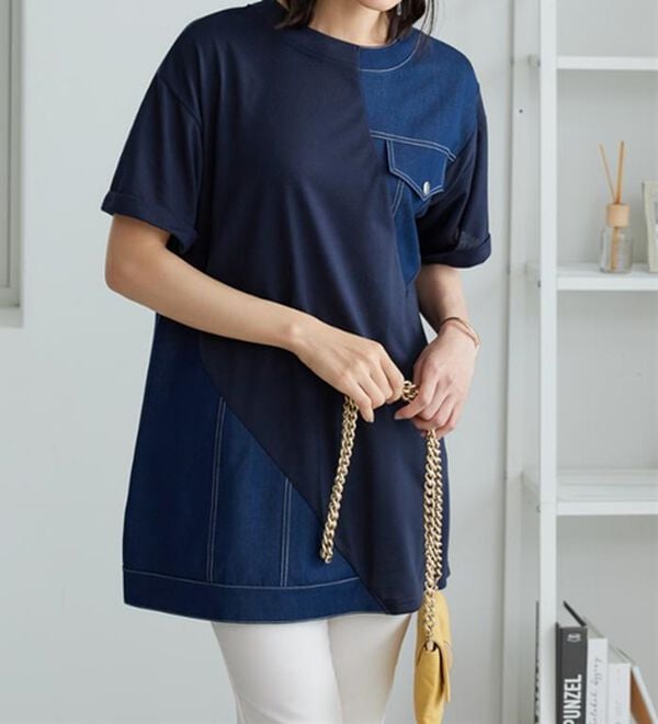 BELLUNA（ベルーナ）の「デニム切替デザインチュニック（チュニック）」｜詳細画像