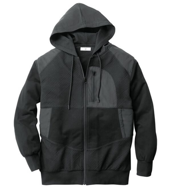 「モードな大人のための異素材パネル切替パーカー（メンズパーカー）」｜詳細画像