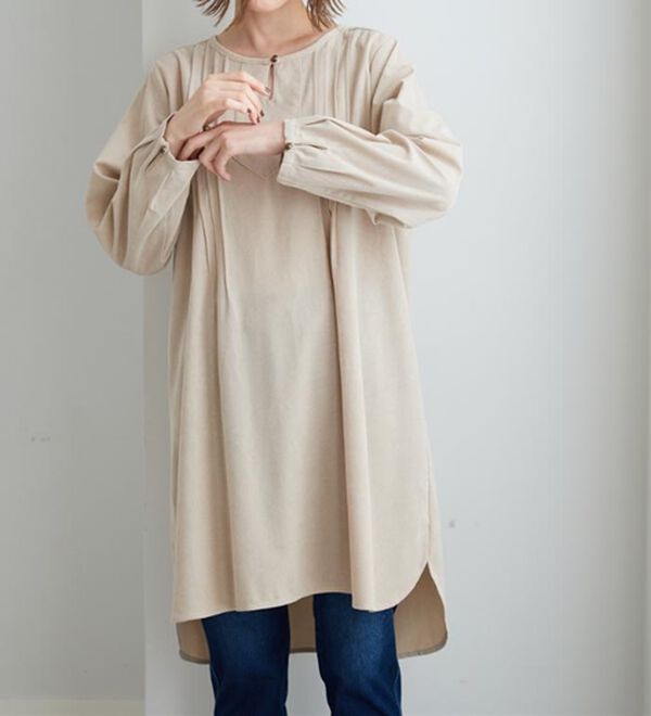 BELLUNA（ベルーナ）の「コーデュロイ素材ピンタック使いワンピース（その他ワンピース）」｜詳細画像
