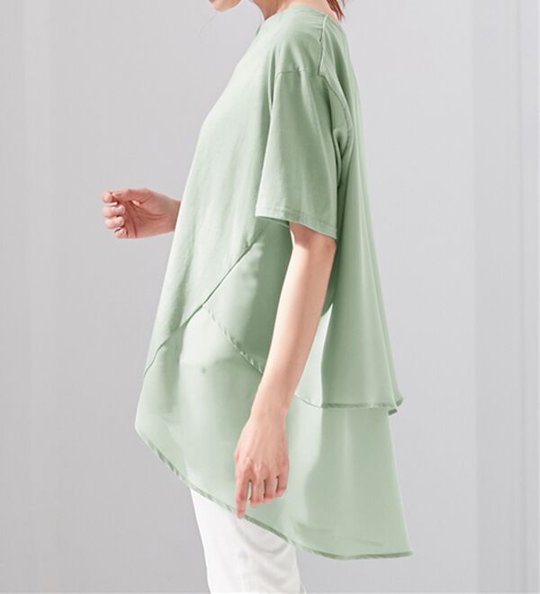 alotta（アロッタ）の「【接触冷感】バックシフォン切替チュニック（チュニック）」｜詳細画像