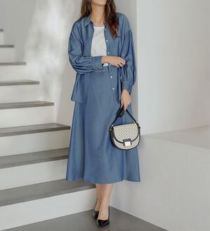 RANAN（ラナン）の「カラーシャンブレーセットアップ（セットアップ）」｜ブルー