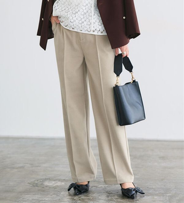 Pierrot（ピエロ）の「カシミヤタッチセミルーズストレートパンツ（フルレングスパンツ）」｜詳細画像