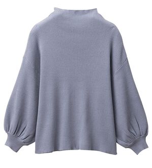 alotta（アロッタ）の「もっちりパフ袖リブニット（ニット・セーター）」｜パープル