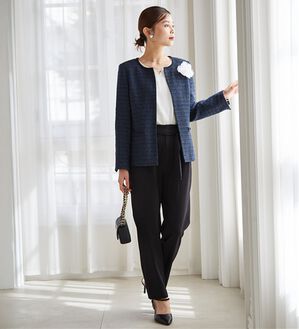 RANAN（ラナン）の「【４点セット】入学式卒業式に！選べるボトムスーツセット（パンツスーツ）」｜ﾈｲﾋﾞｰ(ﾎﾜｲﾄﾌﾞﾗｳｽ／ﾃｰﾊﾟｰﾄﾞ)