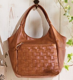 BELLUNA（ベルーナ）の「メッシュデザインやわらか手提げ（ハンドバッグ）」｜キャメル