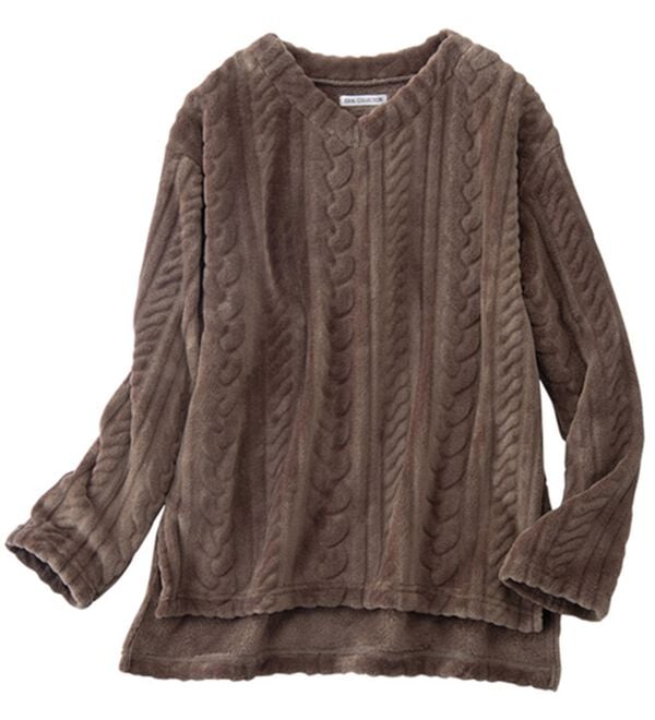 YU'NOW（ユナウ）の「ケーブルニット風フリースルームウェアセット（パジャマ・ルームウェア）」｜詳細画像