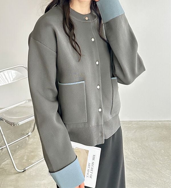 GeeRA（ジーラ）の「配色カラーニットカーディガン（ニットカーディガン）」｜詳細画像