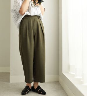 BELLUNA（ベルーナ）の「麻調合繊ボタン使いワイドパンツ（ワイドパンツ・ガウチョ）」｜詳細画像