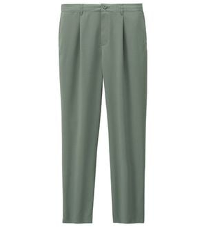 「リネンタッチワンタックワイドパンツ・オープンカラーワイドシャツ（メンズシャツ）」｜セージグリーン パンツ
