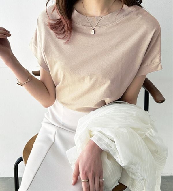 GeeRA（ジーラ）の「綿１００％フレンチスリーブチュニックＴシャツ（カットソー）」｜詳細画像