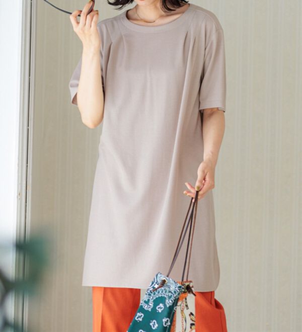 BELLUNA（ベルーナ）の「【接触冷感】かのこ素材タックデザインチュニックワンピース（その他ワンピース）」｜詳細画像