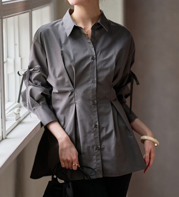 RANAN（ラナン）の「ウエストタック袖リボンシャツ（シャツ）」｜詳細画像