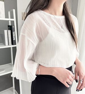 GeeRA（ジーラ）の「前後２ＷＡＹシアーＴシャツブラウス（ブラウス）」｜オフホワイト