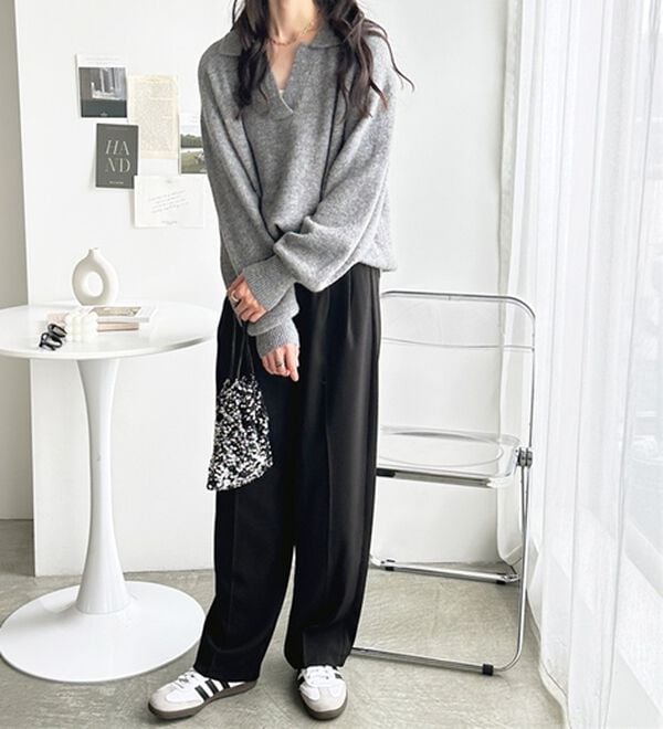 GeeRA（ジーラ）の「スキッパーポロ衿ニットトップス（ニット・セーター）」｜詳細画像